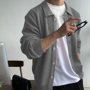 1506/QM380/P49韩版潮流高级感麻花纹针织开衫图片