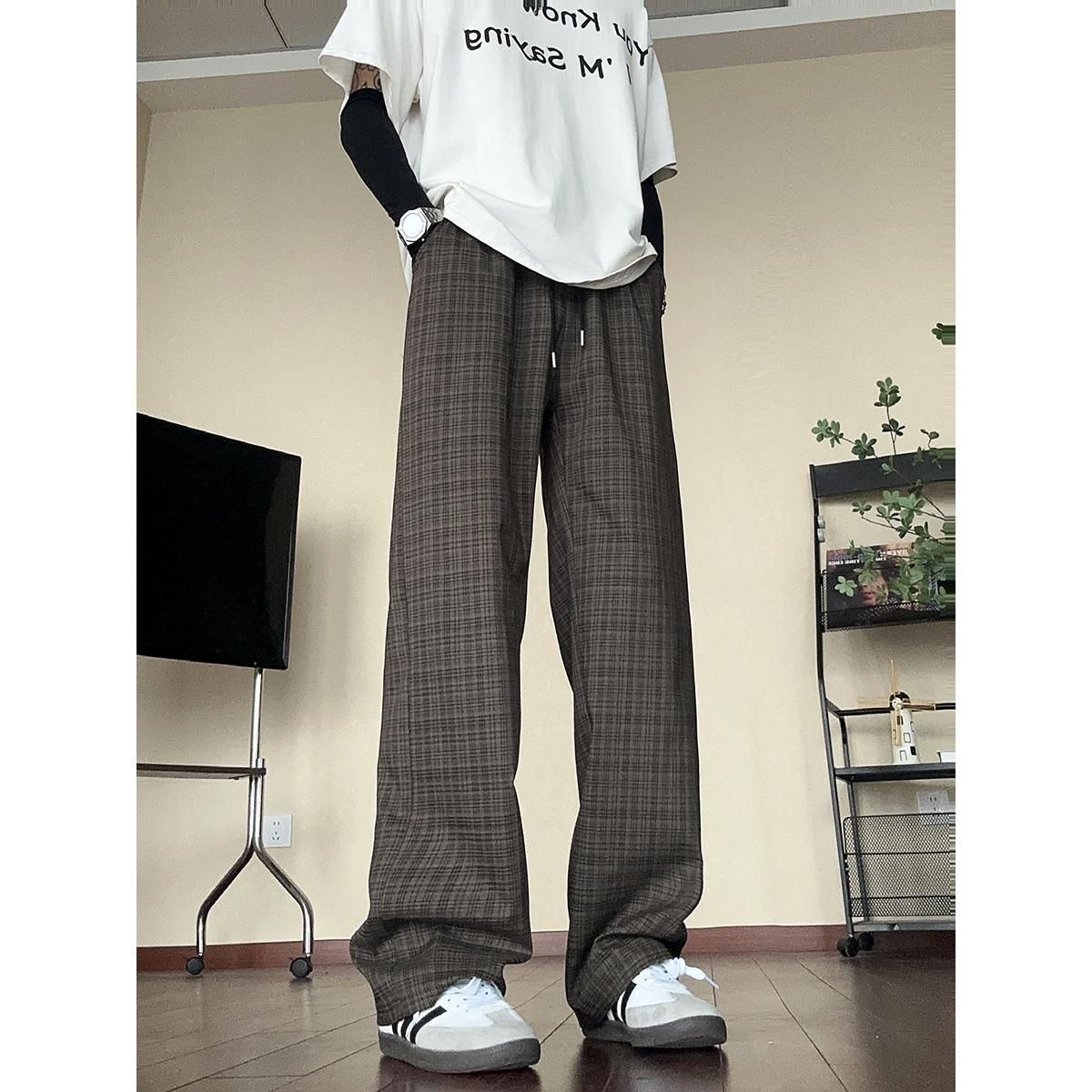 1506/QA4290/P39轻薄透气格子裤长裤休闲裤情侣男女百搭复古ins,男装休闲裤,星座1506