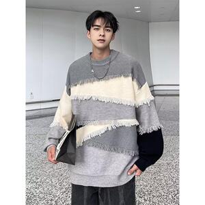 1506/QHLMY5190/P60慵懒风渐变色时尚毛衣男秋冬季圆领针织衫外图片