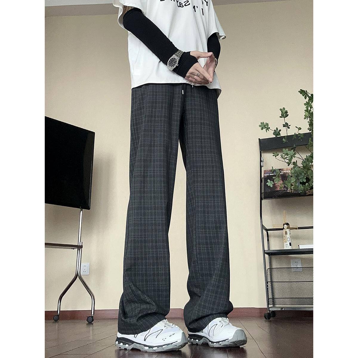 1506/QA4290/P39轻薄透气格子裤长裤休闲裤情侣男女百搭复古ins,男装休闲裤,星座1506