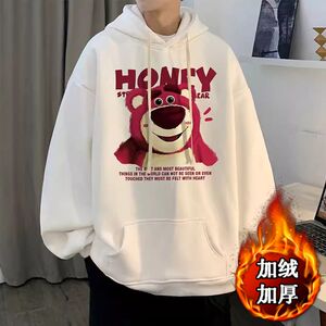 1506/Q贝贝绒J149红毛熊0/P39港风宽松潮牌字母印花百搭外套,冬季运动风衣服搭配图片