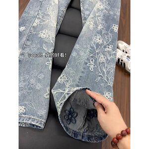 1506/Q21440/P44潮牌水洗直筒休闲裤宽松痞帅微喇裤1图片