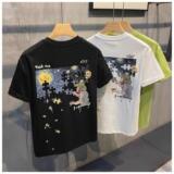1506/QT1620/P32夏夜星空肌理感潮短袖T恤男士夏季体恤情侣装，男装T恤，星座1506