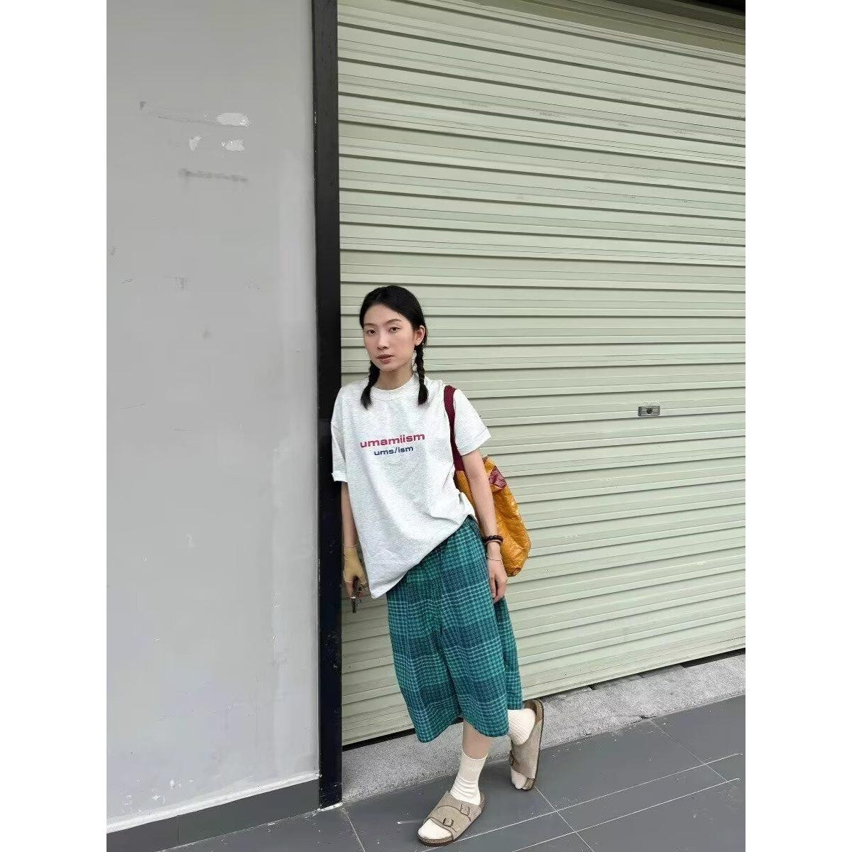 1506/QD110/P29女高腰宽松中长款大摆伞休闲裤短裤潮七分裤男图片