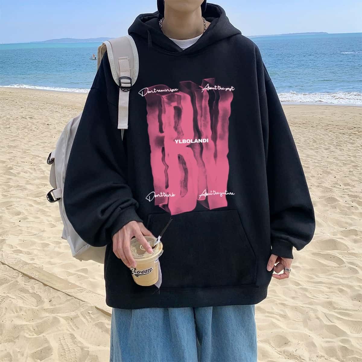 1506/QR80490/P43美式重磅连帽卫衣男春秋季设计感帽衫情侣外套,女装短外套,星座1506