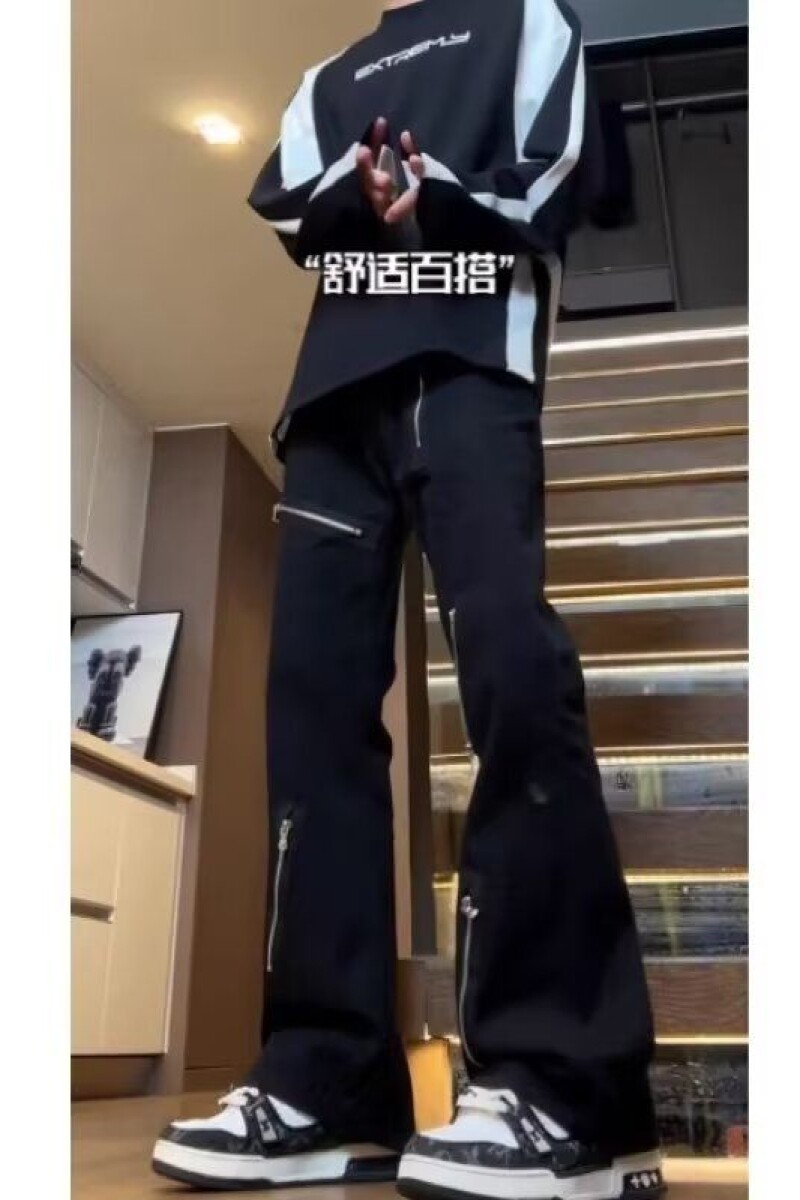 1506/QK60870/P47美式街头水洗做旧拉链牛仔裤男春秋长裤子1,男装牛仔裤,星座1506