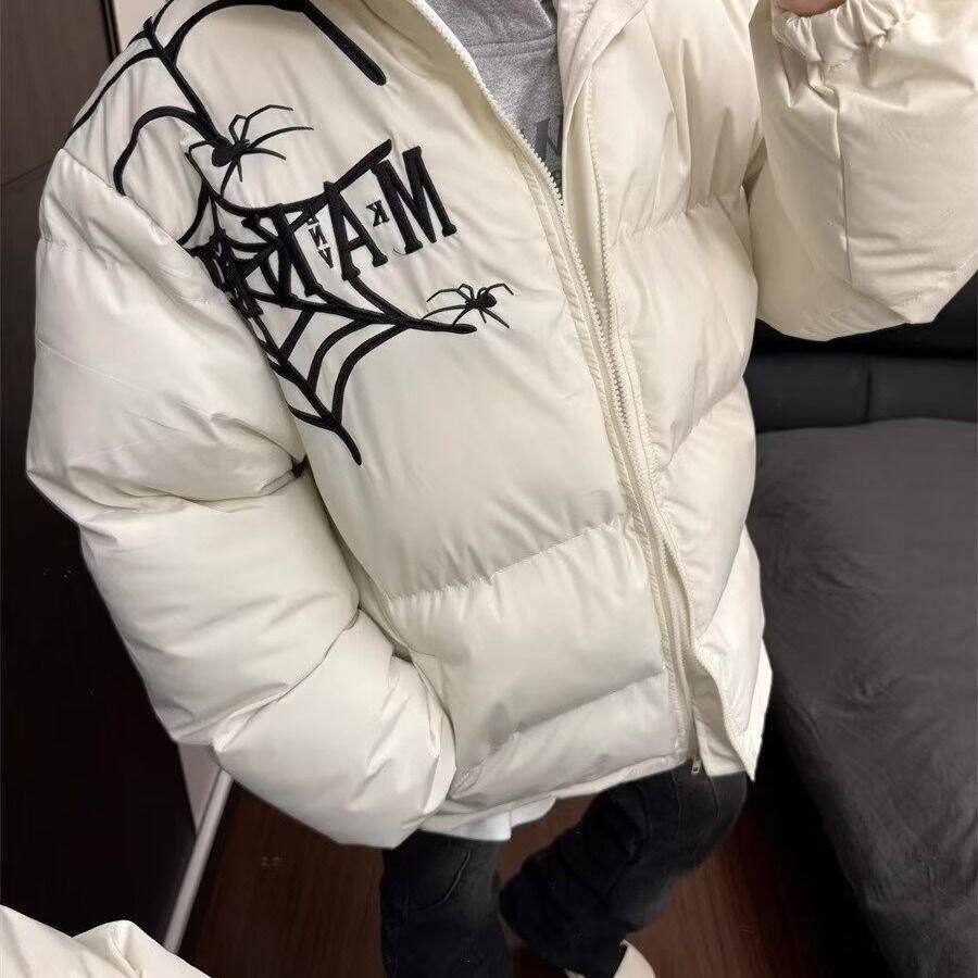 1506/Q88310/P72原创美式蜘蛛网刺绣秋冬夹棉男女宽松潮流外套2,女装短外套,星座1506
