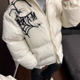 1506/Q88310/P72原创美式蜘蛛网刺绣秋冬夹棉男女宽松潮流外套2，女装短外套，星座1506