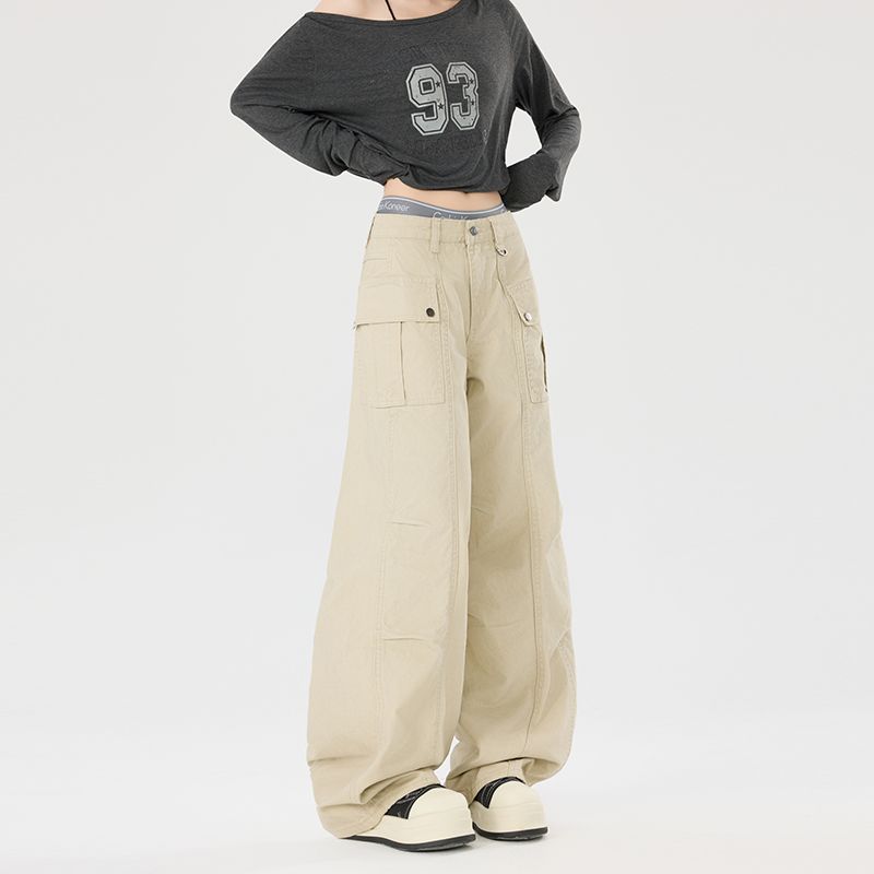1506/QL90400/P79美式复古褶皱工装裤男女宽松直筒牛仔裤2025年潮,女装牛仔裤,星座1506