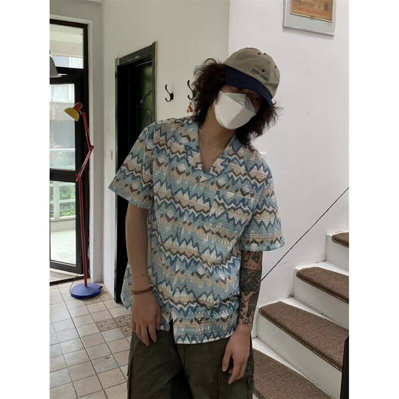 1506/QC1520/P46复古衬衫男夏装学生宽松新款男装上衣外穿,男装衬衫,星座1506