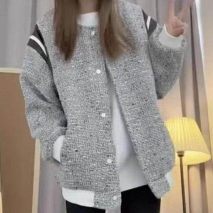 1506/Q77520/P56撞色拼接棒球服秋新款落肩宽松长袖女外套2025年,女装短外套,星座1506