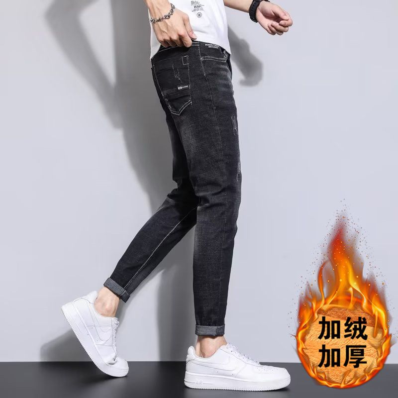 1506/Q1815加绒0/P49秋冬季牛仔裤男士加绒潮牌修身小直筒长裤1,男装牛仔裤,星座1506