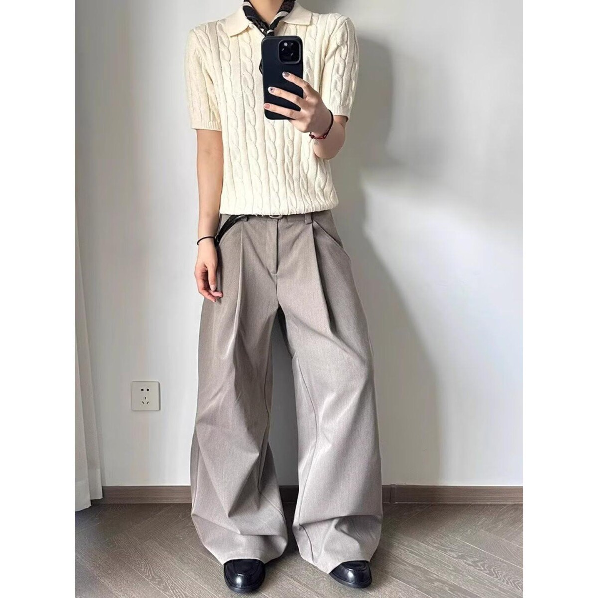 1506/QK7030/P54直筒西装裤女高腰垂感阔腿休闲长裤宽松裤子,女装休闲裤,星座1506