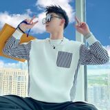 1506/QA0130/P38条纹拼接卫衣男年春秋季韩版新款圆领宽松上衣，男装卫衣，星座1506