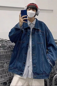 1506/Q89600/P54春秋新款牛仔外套男宽松美式复古休闲上衣1图片