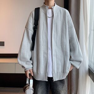 1506/Q5030/P58男士针织衫开衫网红宽松拉链百搭毛衣外套图片