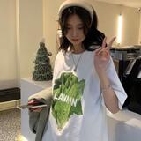 1506/Q196/P39重磅短袖t恤男士夏季胸前生菜印花宽松，男装T恤，星座1506