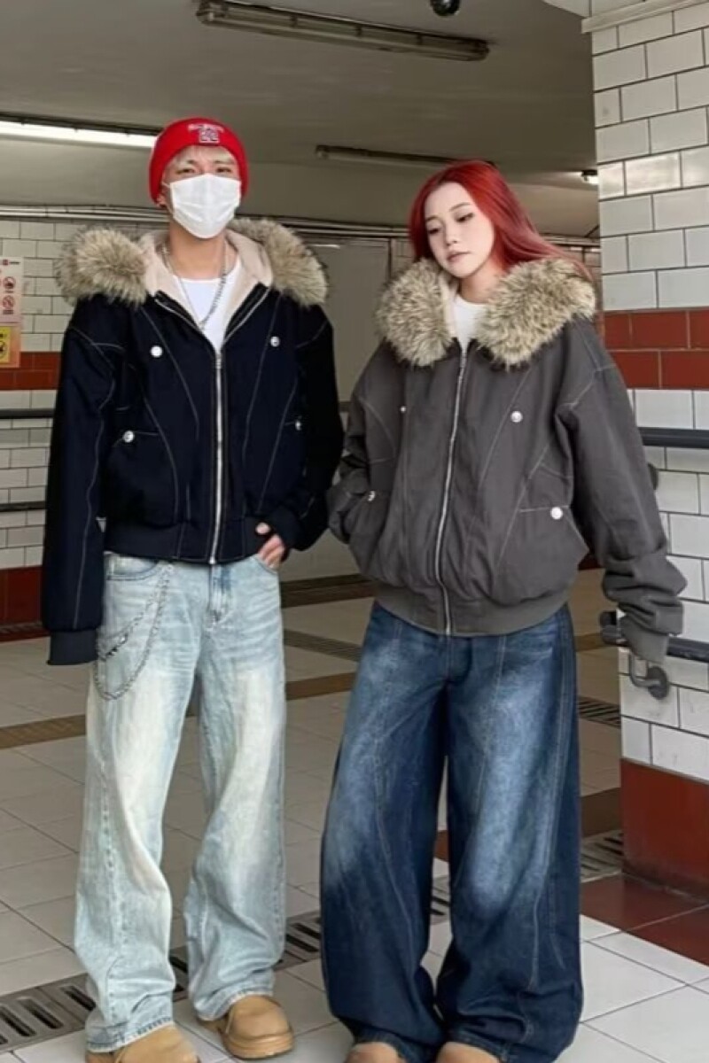 1506/Q86170/P90情侣派克服短款羽绒棉服仿兔毛大毛领连帽男棉衣1,男装棉衣,星座1506