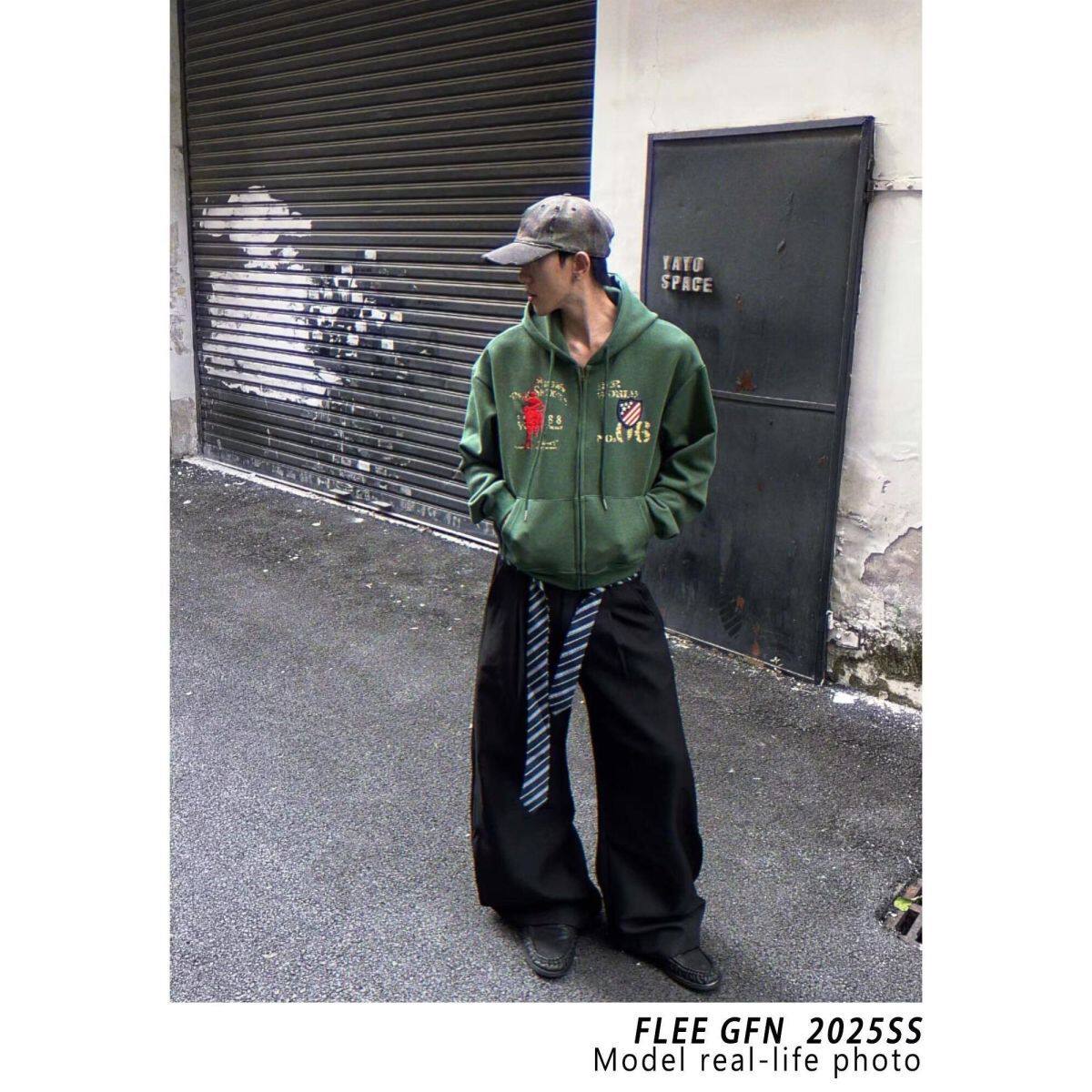 1506/QR-J7310/P64卫衣男连帽春秋季港风宽松潮牌印花百搭外套,女装短外套,星座1506
