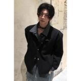 1506/QA2450/P54美式复古假两件卫衣男翻领宽松休闲百搭长袖上衣2，男装卫衣，星座1506