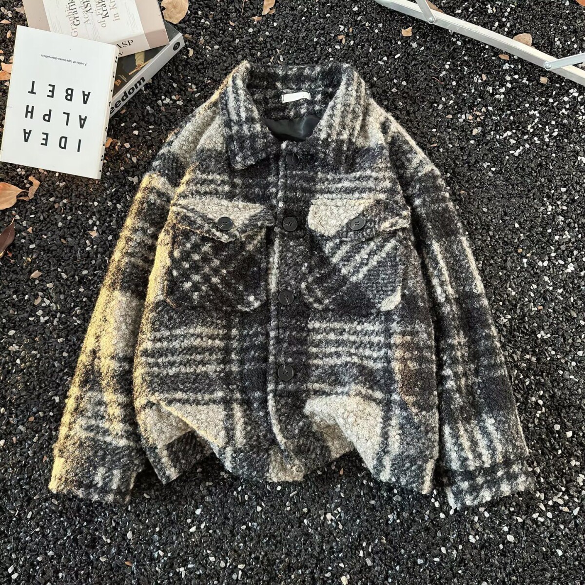 1506/QA1840/P69帛跃秋冬时尚高级感流苏毛边格子衬衫男衬衣,男装衬衫,星座1506