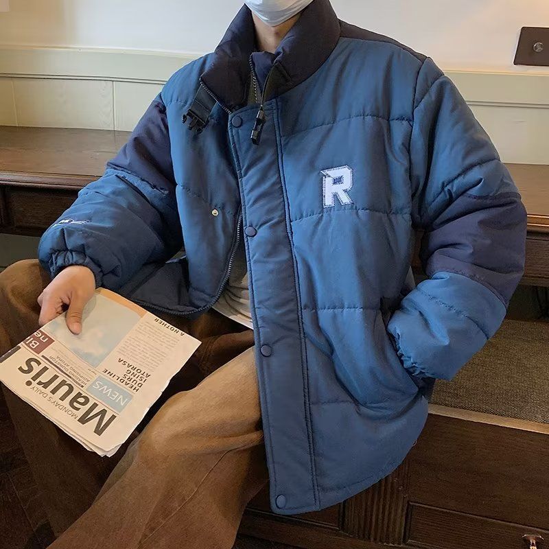 1506/Q5220/P82冬季潮牌宽松立领拼色棉服男女外套1,男装棉衣,星座1506