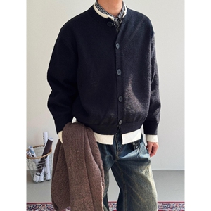 1506/Q5140/P70撞色拼接假两件开衫毛衣外套男冬季韩版图片