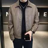 1506/QW970/P64皮衣外套男春秋季新款宽松飞行员翻领皮夹克1，男装夹克，星座1506