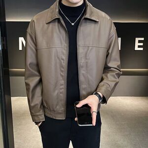 1506/QW970/P64皮衣外套男春秋季新款宽松飞行员翻领皮夹克1图片