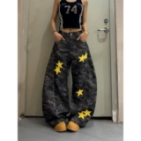 1506/QN90260/P59美式高街星星迷彩刺绣工装牛仔裤男士宽松裤，男装牛仔裤，星座1506