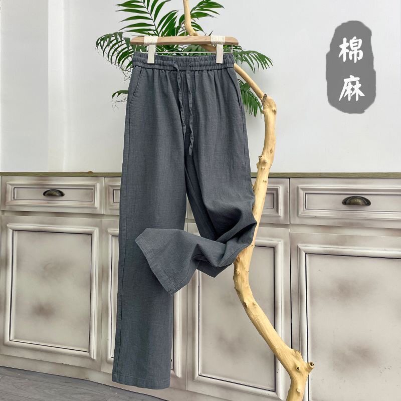 1506/C2裤/P15风裤子男夏薄款休闲裤棉麻男裤长裤宽松直筒裤3图片