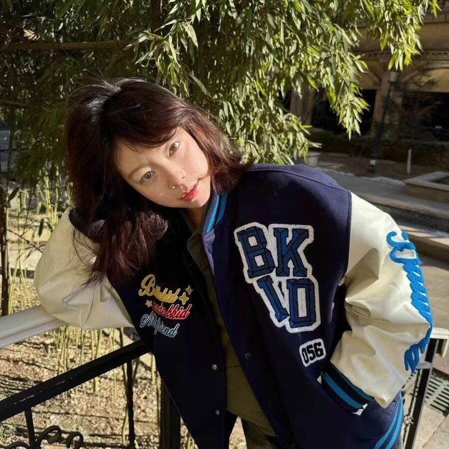 1506/QWT440/P56潮美式重工字母植绒刺绣棒球服男秋季宽松夹克,男装夹克,星座1506
