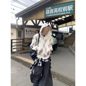 1506/QA2420/P59美式连帽卫衣男女休闲百搭宽松开衫上衣1图片