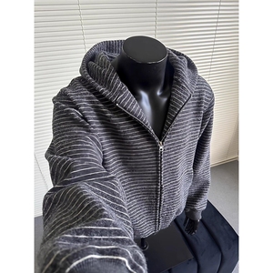 1506/QW070/P77秋冬新款开衫毛衣美式慵懒风V领针织衫男纯色外套图片