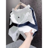 1506/Q263/P36夏拼色工装短裤男宽松速干沙滩裤子休闲运动五分裤，男装牛仔裤，星座1506