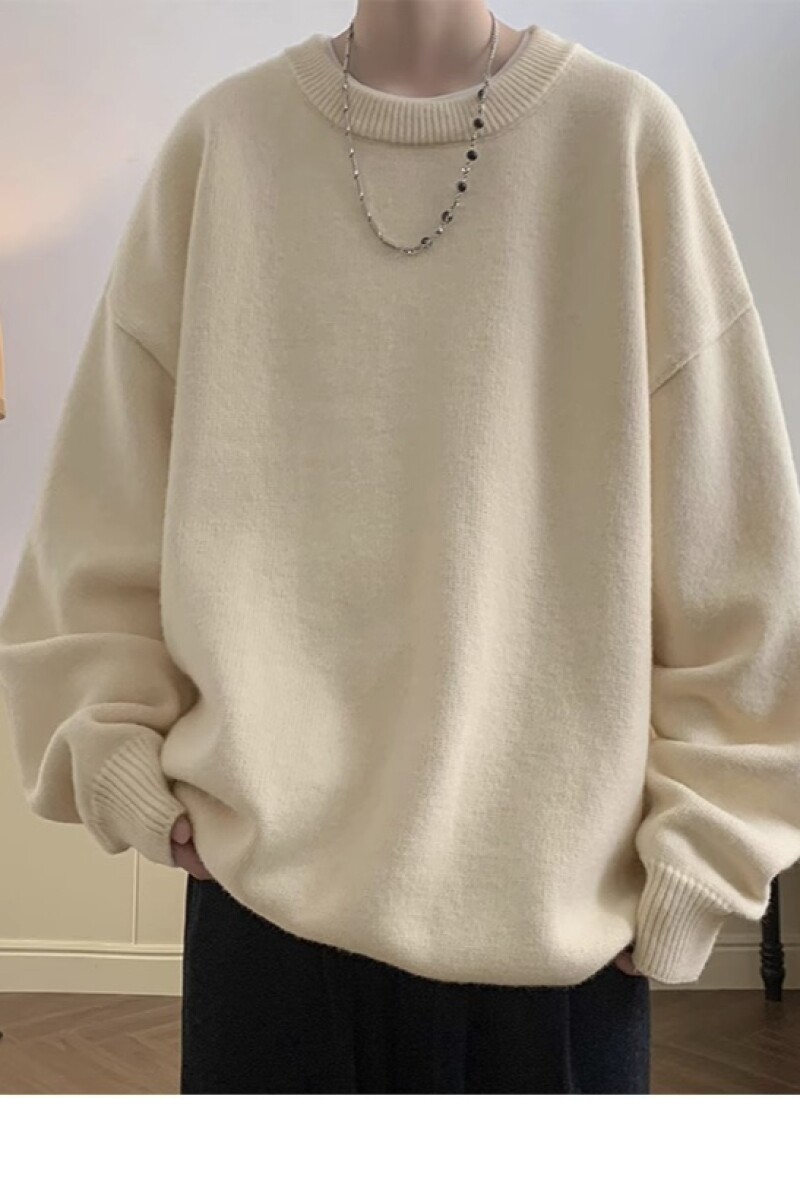 1506/QMY6020/P44秋冬款慵懒风宽松毛衣复古内搭打底针织衫男装图片