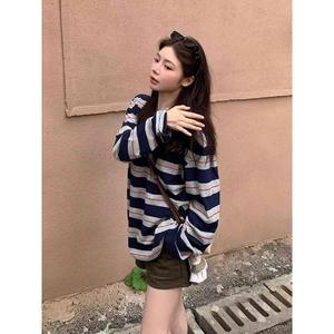 1506/Q10660/P42条纹长袖原版做法口袋小标2025年帅气男女卫衣图片