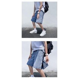 1506/Q304/P42排扣牛仔短裤男潮牌ins五分裤夏外穿薄款阔腿裤子图片