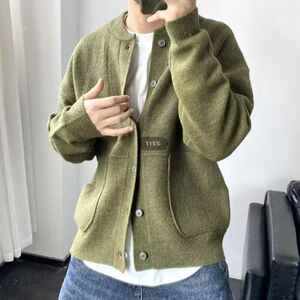1506/QM280/P52纯色立领针织开衫男秋冬新款图片