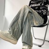 1506/QK650/P44闪电纹牛仔裤男秋冬季设计感痞帅裤子1，男装牛仔裤，星座1506