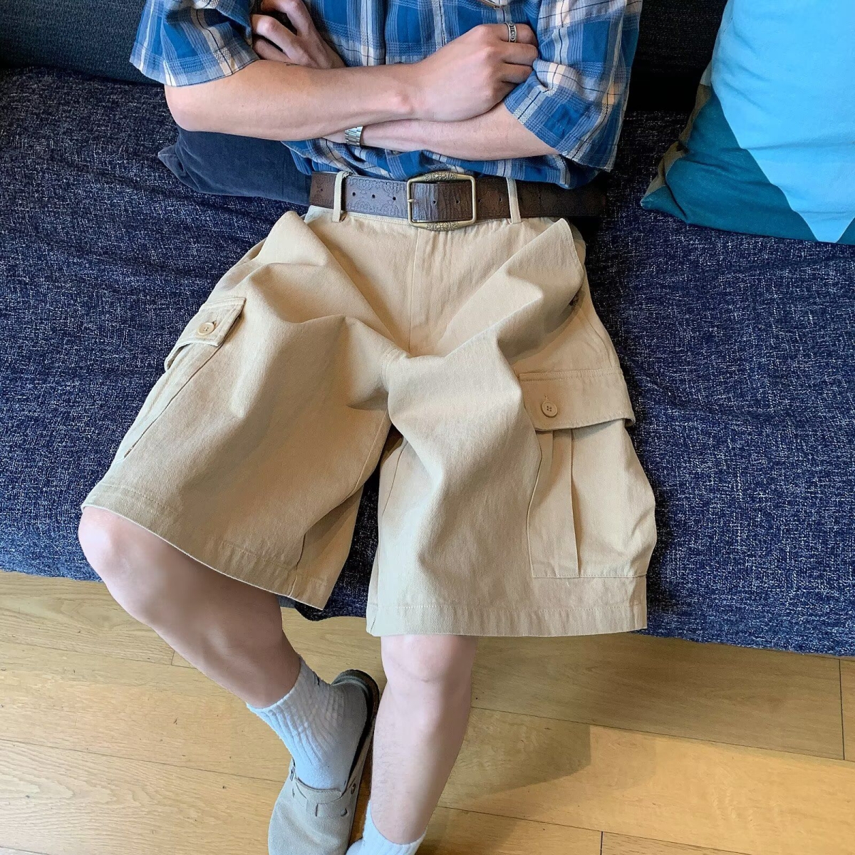 1506/1440/P49夏季美式短裤男潮牌宽松大码运动休闲五分裤子，男装牛仔裤，星座1506