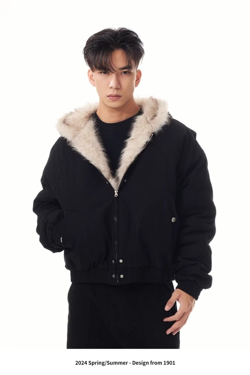 1506/Q86130/P90潮座山雕毛绒连帽棉服男女2025冬季加厚棉衣,男装棉衣,星座1506
