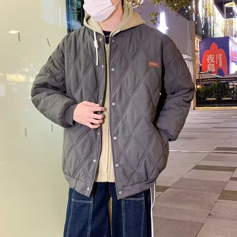1506/2220/P75冬季菱形格潮棉衣男复古宽松棉袄学生棉服潮外套,男装棉衣,星座1506