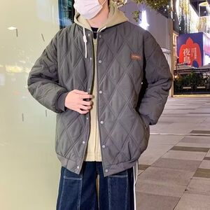 1506/2220/P75冬季菱形格潮棉衣男复古宽松棉袄学生棉服潮外套图片