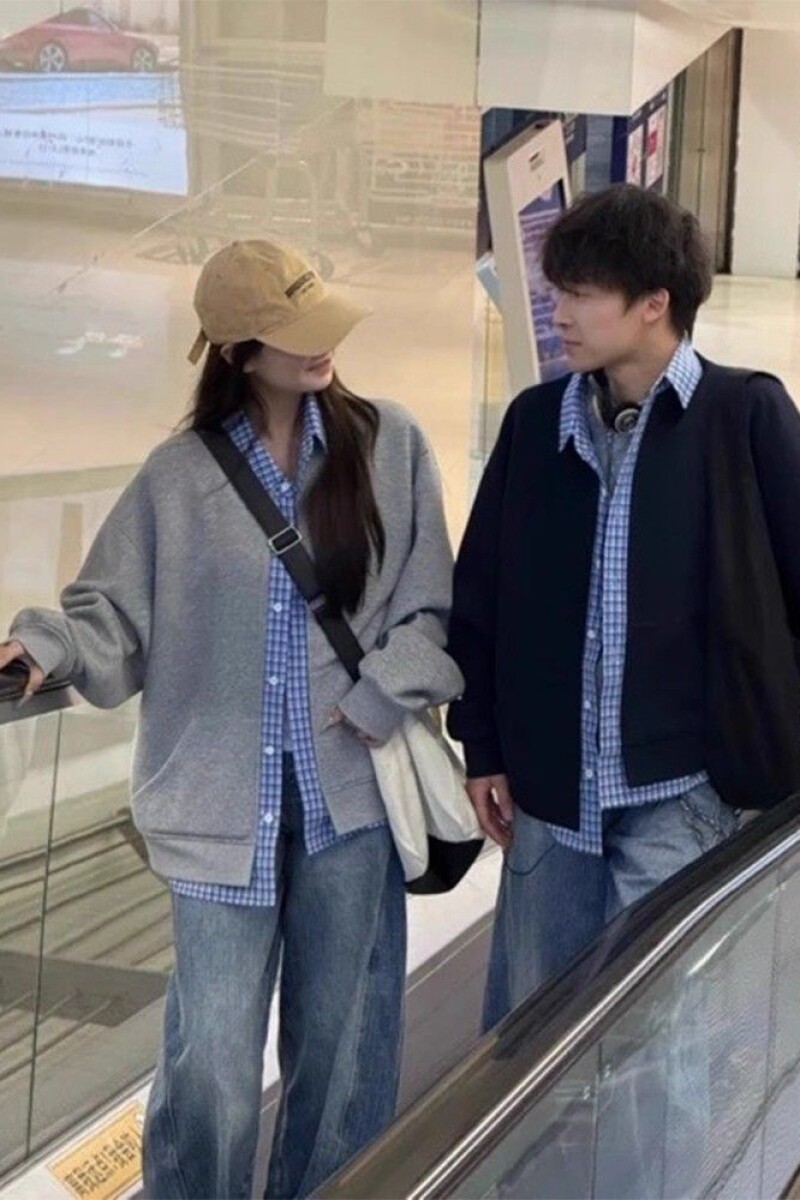 1506/Q82840/P50假两件格子翻领休闲卫衣男女同款POLO领卫衣潮,男装Polo衫,星座1506