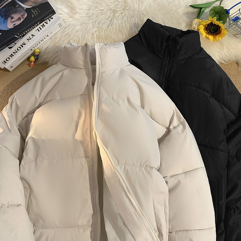 1506/MY100/P45可二开立领极简风男女情侣百搭面包棉服纯色棉袄1,男装棉衣,星座1506