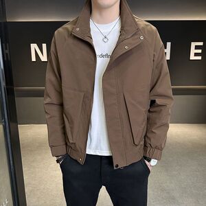 1506/QJK890/P56春秋季新款立领潮牌短款工装褂子外套1图片
