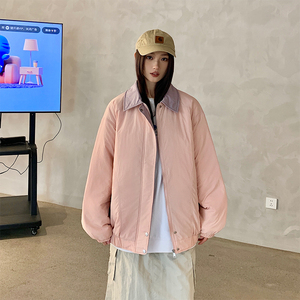 1506/M8606/P75情侣棉服夹克男女秋冬季潮牌宽松翻领棉衣外套2图片