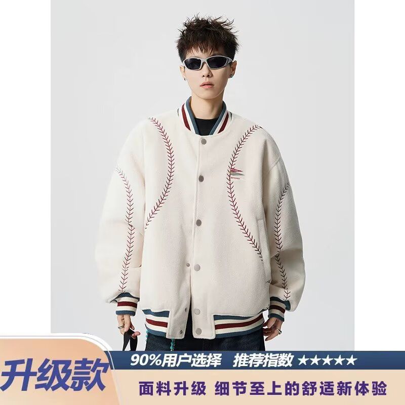 1506/QHT2830/P79潮牌情侣美式皮夹克宽松棒球服棉衣夹棉外套1,男装夹克,星座1506