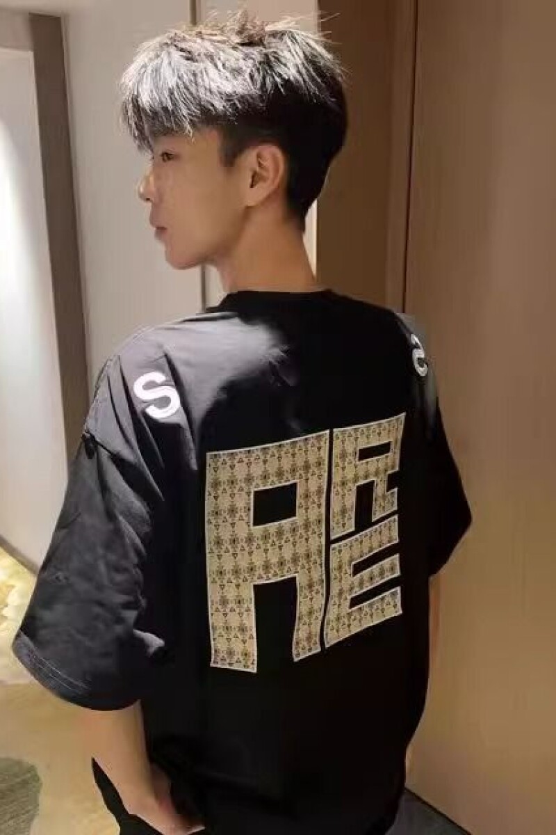 1506/QT11430/P40个性刺绣宽松短袖男女情侣T恤半袖上衣ins百搭,男装T恤,星座1506